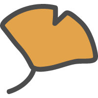銀杏・イチョウ（黄色）のかわいい手描きアイコン