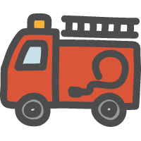 消防車のかわいい手描きアイコン