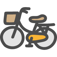 自転車（ママチャリ）のかわいい手描きアイコン