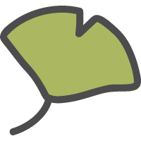 銀杏・イチョウ（緑色）のかわいい手描きアイコン