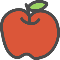 林檎（りんご）のかわいい手描きアイコン