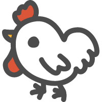 鶏（ニワトリ）のかわいい手描きアイコン