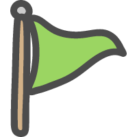 三角旗・フラッグ（緑色）のかわいい手描きアイコン