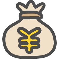 お金の袋（￥・円）のかわいい手描きアイコン