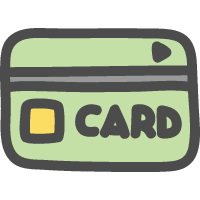 クレジットカード・キャッシュカードのかわいい手描きアイコン＜黄緑色＞