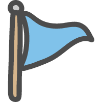 三角旗・フラッグ（青色・水色）のかわいい手描きアイコン