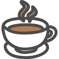 コーヒーカップ（カフェマーク）のかわいい手書き風イラストアイコン | 可愛い絵文字アイコンイラスト『落書きアイコン』