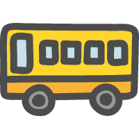 黄色いスクールバスのかわいい手描きアイコン
