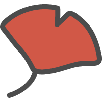 銀杏・イチョウ（赤色）のかわいい手描きアイコン