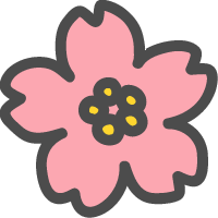 桜（さくら）の花のかわいい手描きアイコン