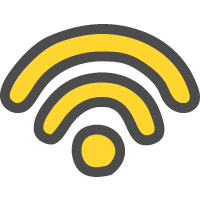 Wi-Fi（ワイファイマーク）のかわいい手描きアイコン＜黄色＞