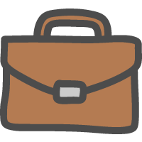 ビジネスバッグ・鞄（かばん）のかわいい手描きアイコン