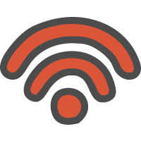 Wi-Fi（ワイファイマーク）のかわいい手描きアイコン＜赤色＞