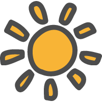 太陽・おひさま（晴れマーク）のかわいい手描きアイコン
