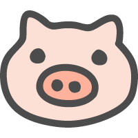 豚（ブタ）のかわいい手描きアイコン