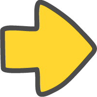 矢印（黄色）のかわいい手描きアイコン