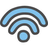 Wi-Fi（ワイファイマーク）のかわいい手描きアイコン＜青・水色＞