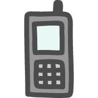 携帯電話・ガラケー（ストレート型）のかわいい手描きアイコン