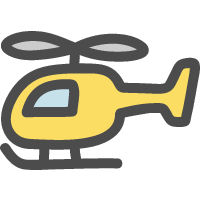 ヘリコプターのかわいい手描きアイコン