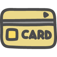 クレジットカード・キャッシュカードのかわいい手描きアイコン＜金色・ゴールド＞