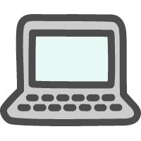 ノートパソコン（PC）のかわいい手描きアイコン