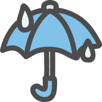 傘（雨マーク）のかわいい手描きアイコン