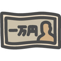 [お札]一万円札（1万円紙幣）のかわいい手書き風イラストアイコン