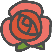 薔薇（バラ）の花のかわいい手書き風イラストアイコン