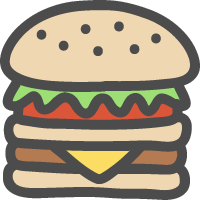 ハンバーガーの可愛いイラストアイコン
